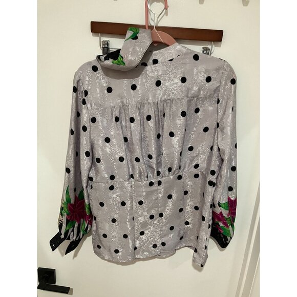 Adrian-Avery Women's Vintage 70's Floral/Polka Dot Blouse, Size 12, Leisurewear - Picture 2 of 5